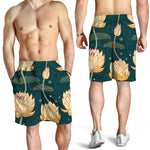 Vintage Lotus Pattern Print Men's Shorts