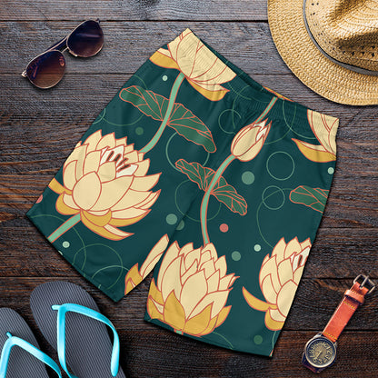 Vintage Lotus Pattern Print Men's Shorts