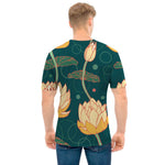 Vintage Lotus Pattern Print Men's T-Shirt