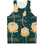 Vintage Lotus Pattern Print Men's Tank Top