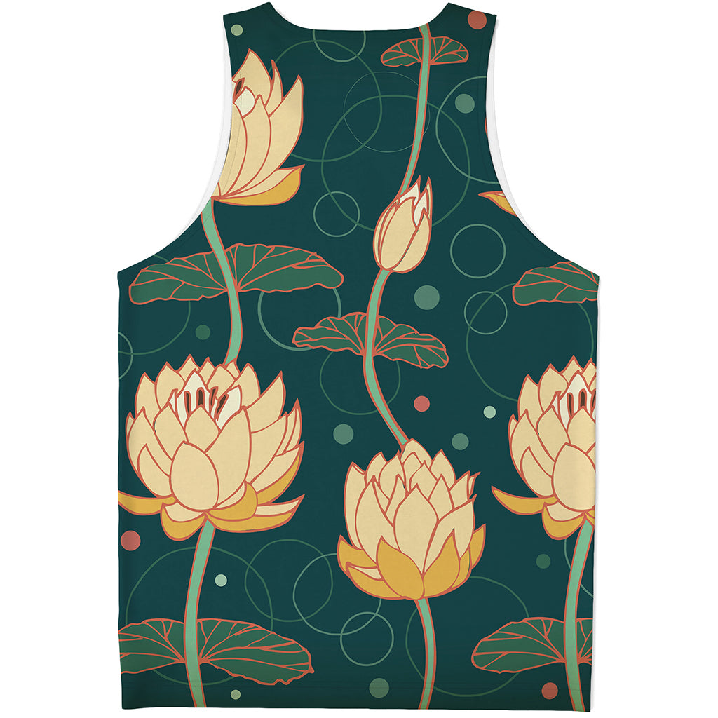 Vintage Lotus Pattern Print Men's Tank Top