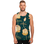 Vintage Lotus Pattern Print Men's Tank Top