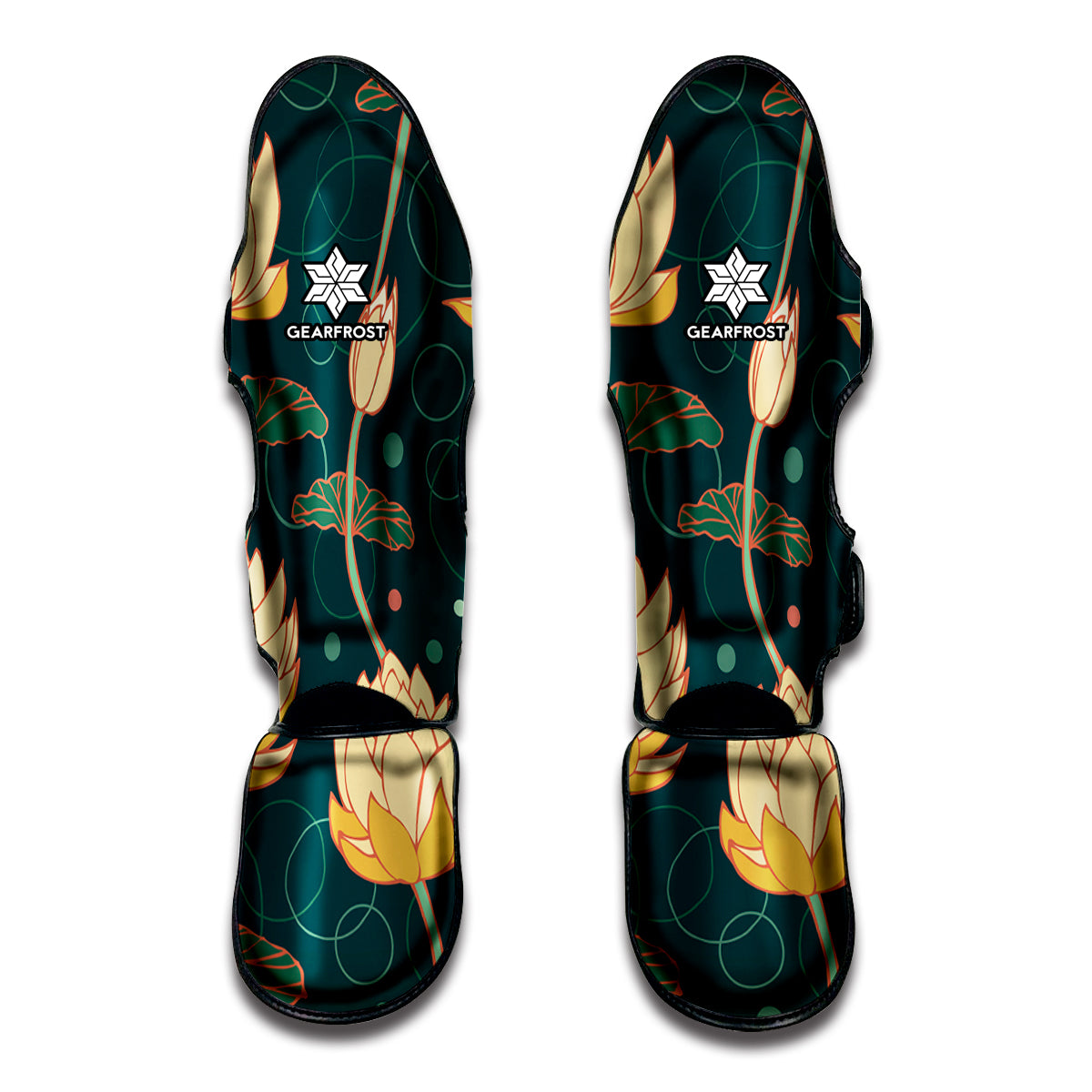 Vintage Lotus Pattern Print Muay Thai Shin Guard