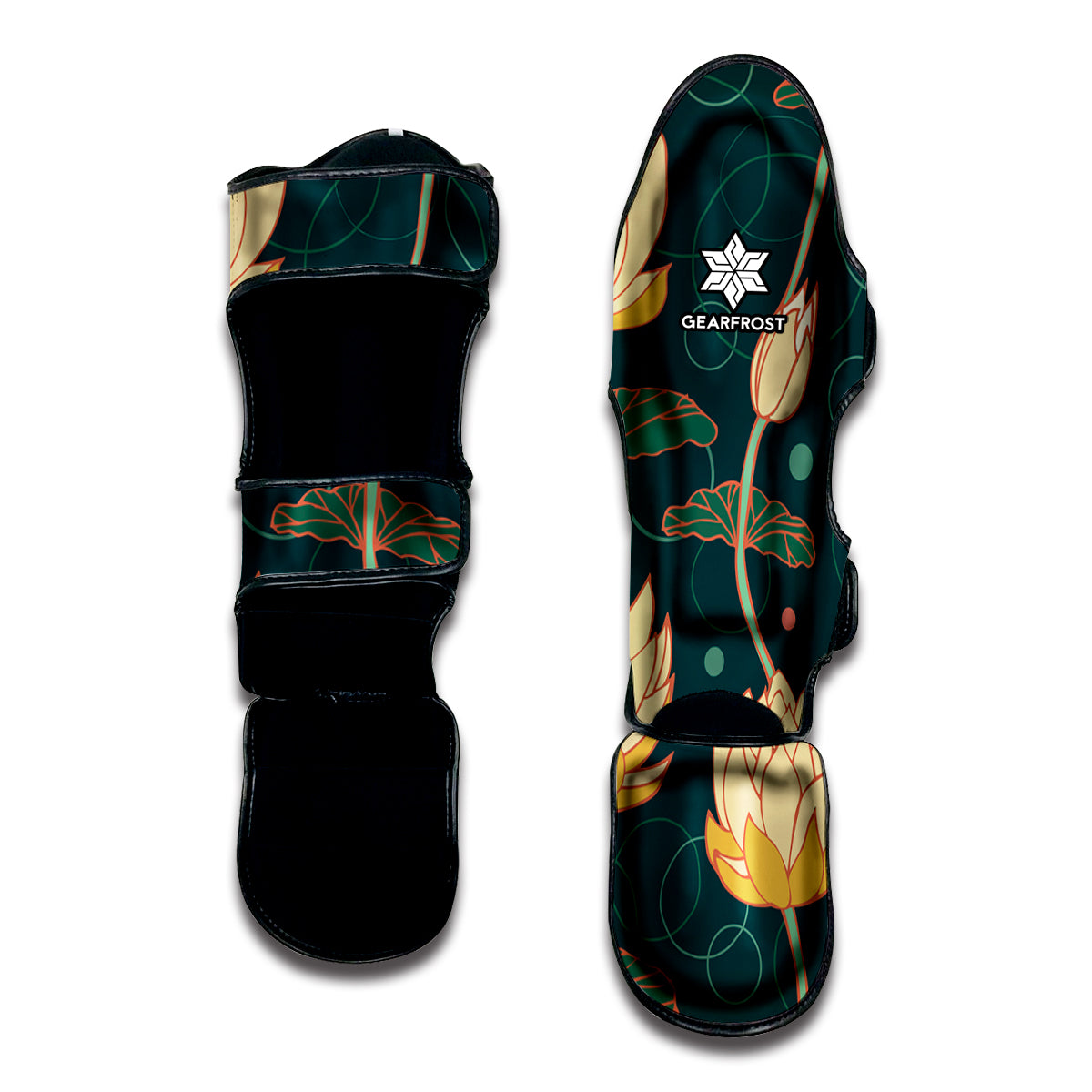 Vintage Lotus Pattern Print Muay Thai Shin Guard