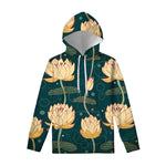 Vintage Lotus Pattern Print Pullover Hoodie