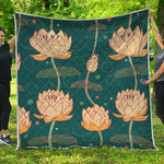 Vintage Lotus Pattern Print Quilt