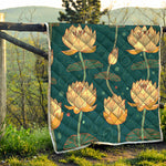 Vintage Lotus Pattern Print Quilt