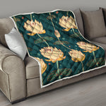 Vintage Lotus Pattern Print Quilt