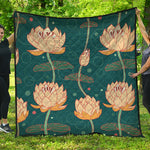 Vintage Lotus Pattern Print Quilt