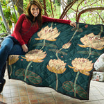 Vintage Lotus Pattern Print Quilt