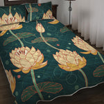Vintage Lotus Pattern Print Quilt Bed Set