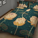 Vintage Lotus Pattern Print Quilt Bed Set