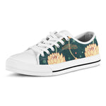 Vintage Lotus Pattern Print White Low Top Shoes