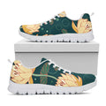Vintage Lotus Pattern Print White Running Shoes