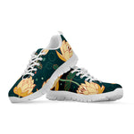 Vintage Lotus Pattern Print White Sneakers