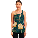 Vintage Lotus Pattern Print Women's Racerback Tank Top