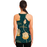 Vintage Lotus Pattern Print Women's Racerback Tank Top