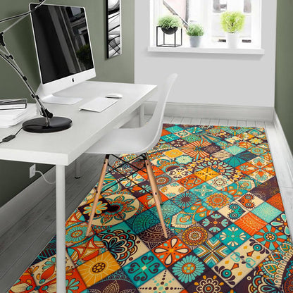 Vintage Mandala Bohemian Pattern Print Area Rug GearFrost