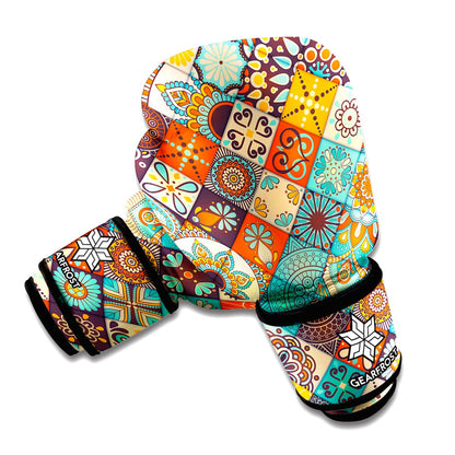 Vintage Mandala Bohemian Pattern Print Boxing Gloves