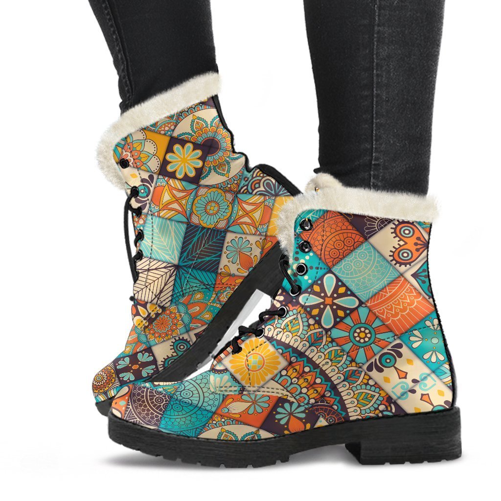 Vintage Mandala Bohemian Pattern Print Comfy Boots GearFrost