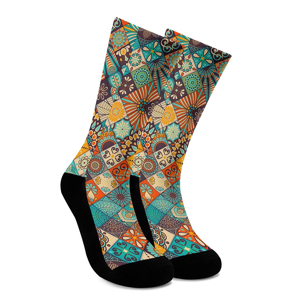 Vintage Mandala Bohemian Pattern Print Crew Socks
