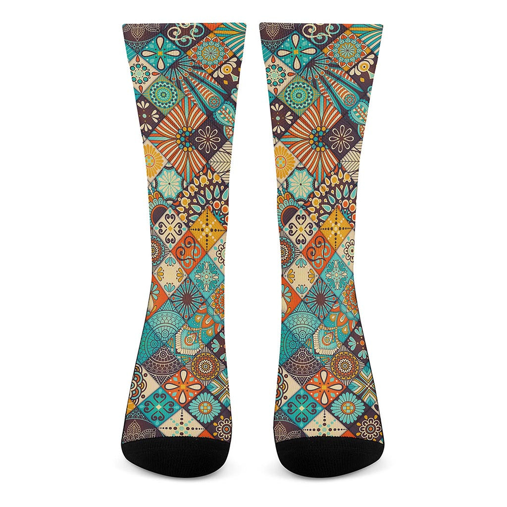 Vintage Mandala Bohemian Pattern Print Crew Socks
