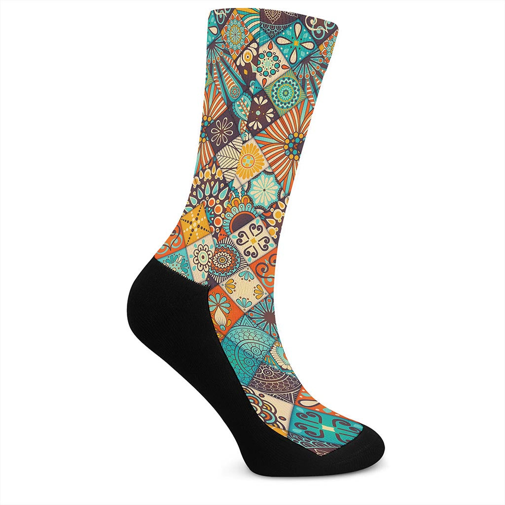 Vintage Mandala Bohemian Pattern Print Crew Socks