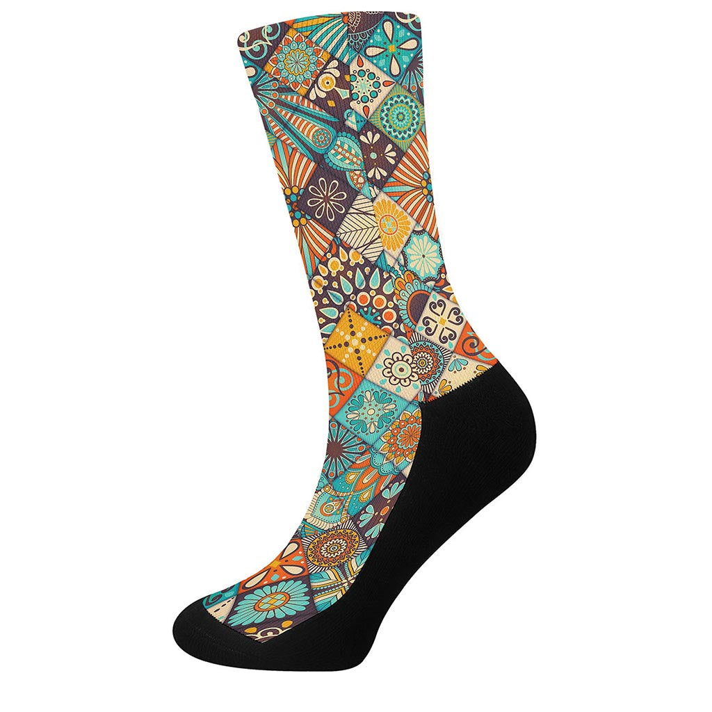 Vintage Mandala Bohemian Pattern Print Crew Socks
