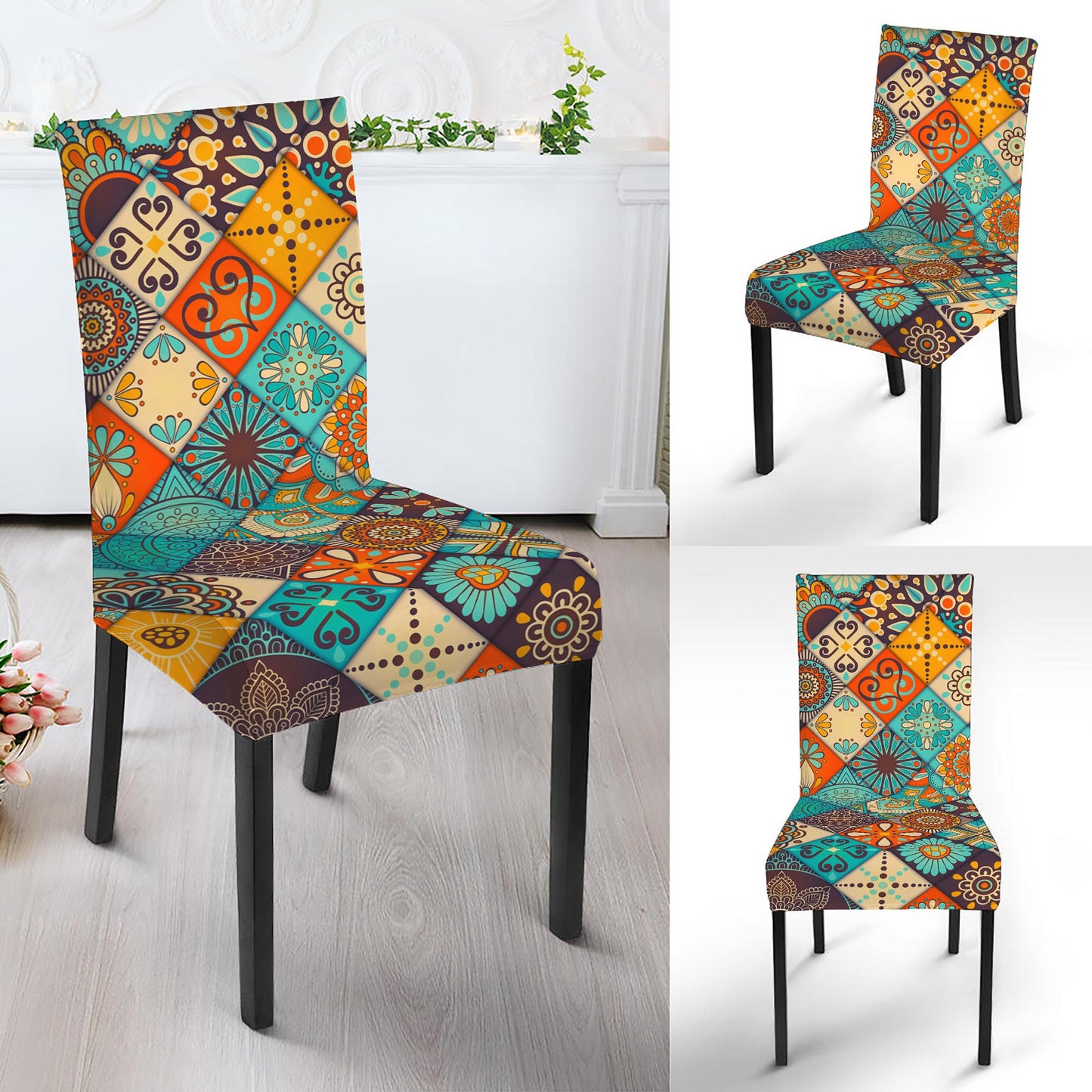 Vintage Mandala Bohemian Pattern Print Dining Chair Slipcover