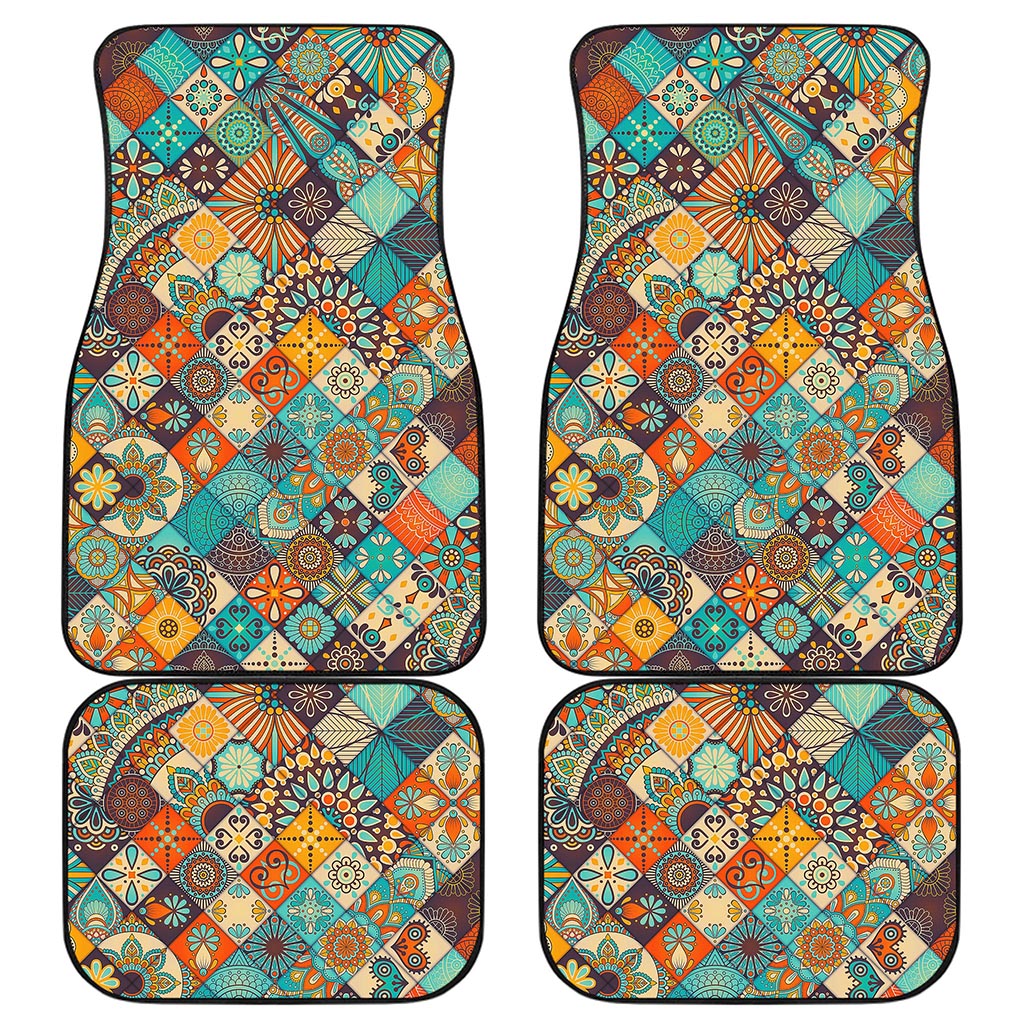 Vintage Mandala Bohemian Pattern Print Front and Back Car Floor Mats