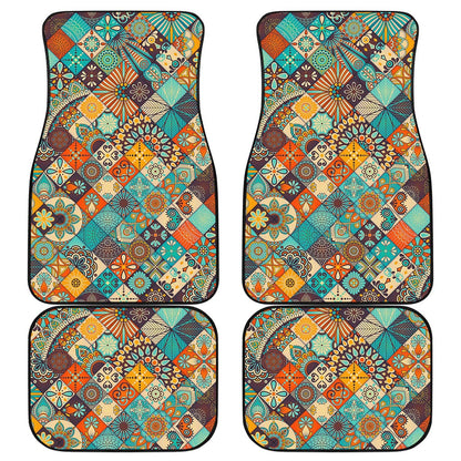 Vintage Mandala Bohemian Pattern Print Front and Back Car Floor Mats