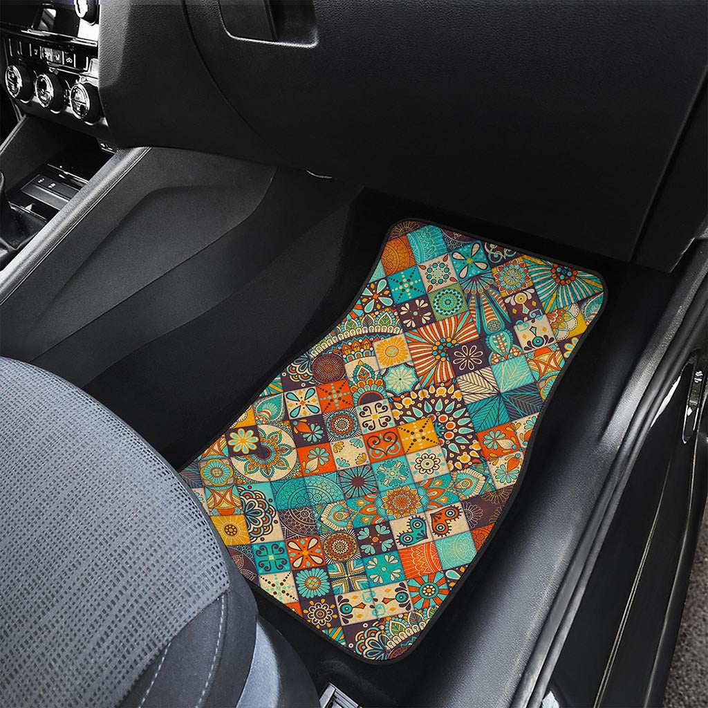 Vintage Mandala Bohemian Pattern Print Front and Back Car Floor Mats