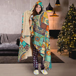 Vintage Mandala Bohemian Pattern Print Hooded Blanket