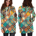Vintage Mandala Bohemian Pattern Print Hoodie Dress GearFrost