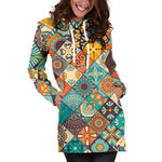 Vintage Mandala Bohemian Pattern Print Hoodie Dress GearFrost