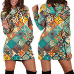 Vintage Mandala Bohemian Pattern Print Hoodie Dress GearFrost