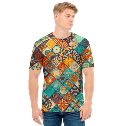 Vintage Mandala Bohemian Pattern Print Men's T-Shirt
