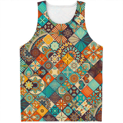 Vintage Mandala Bohemian Pattern Print Men's Tank Top
