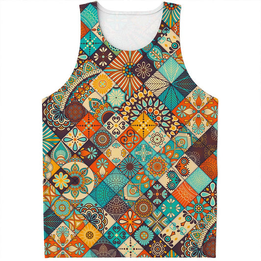 Vintage Mandala Bohemian Pattern Print Men's Tank Top