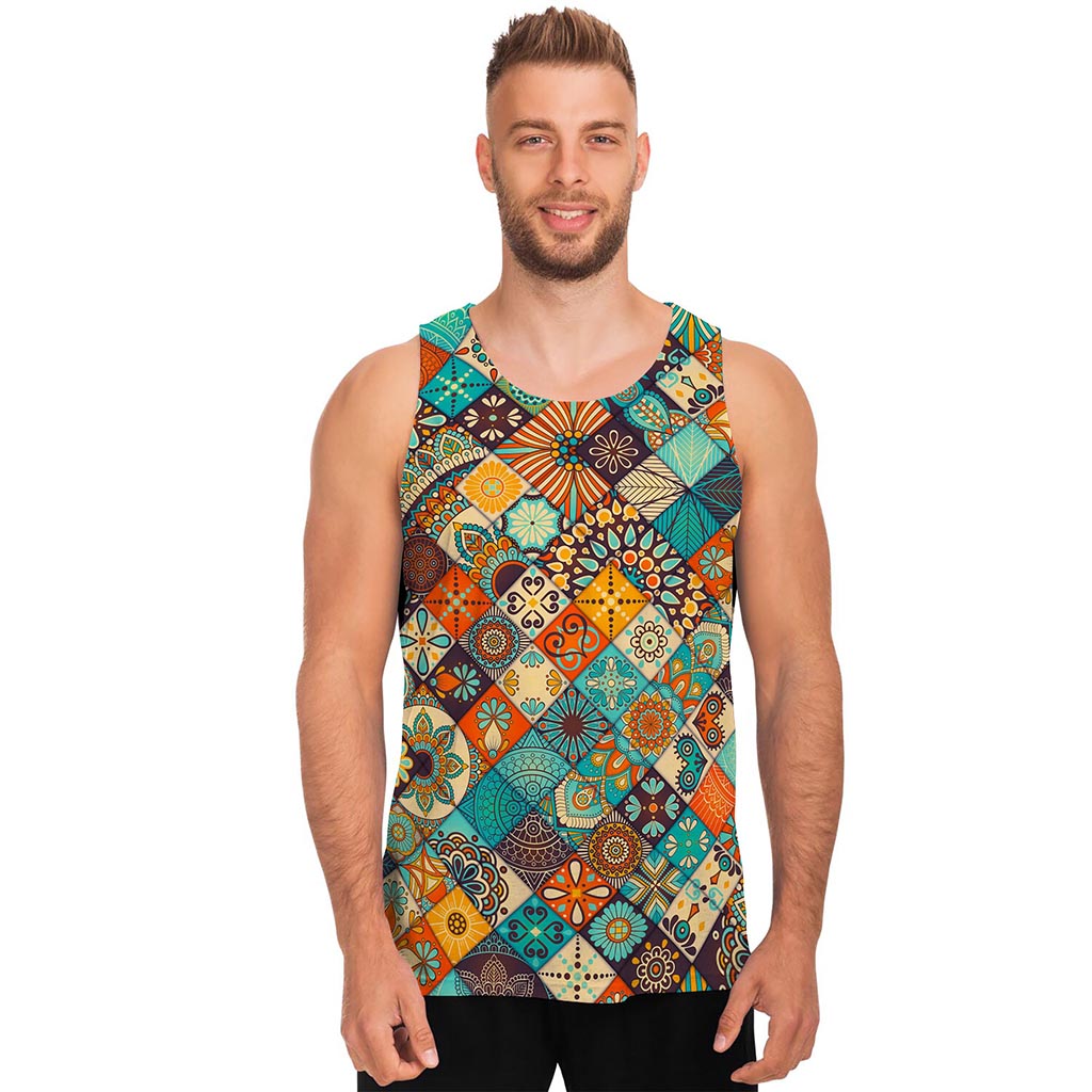 Vintage Mandala Bohemian Pattern Print Men's Tank Top