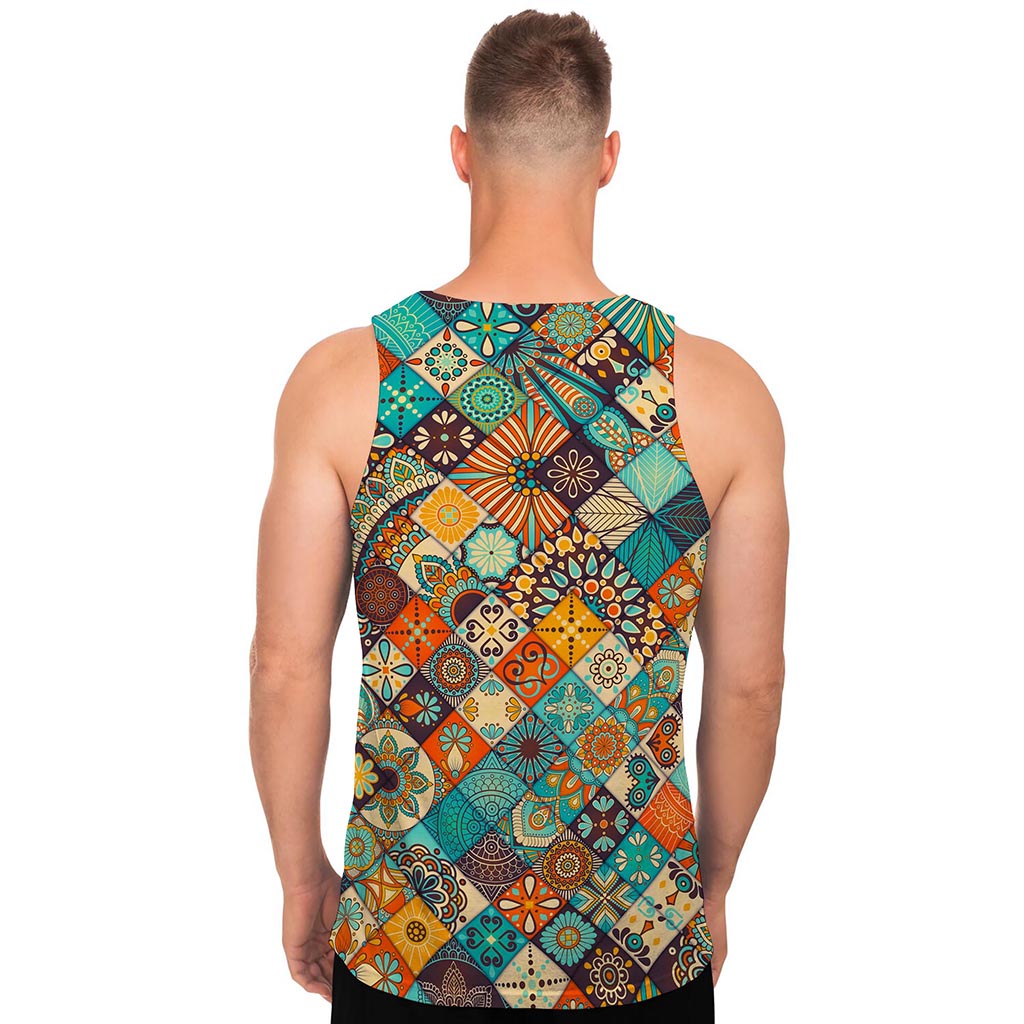 Vintage Mandala Bohemian Pattern Print Men's Tank Top