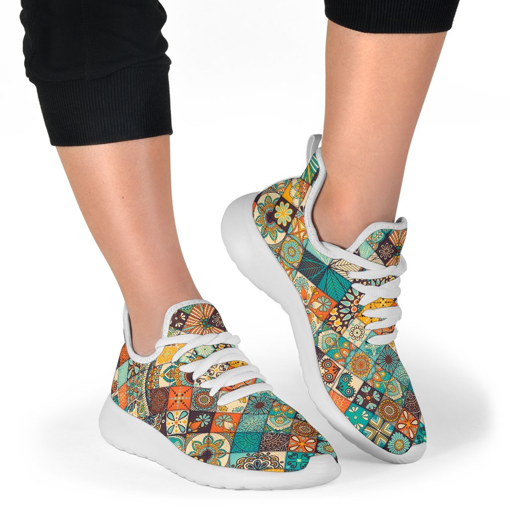 Vintage Mandala Bohemian Pattern Print Mesh Knit Shoes GearFrost