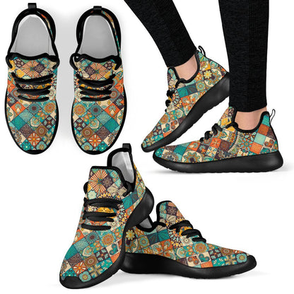 Vintage Mandala Bohemian Pattern Print Mesh Knit Shoes GearFrost