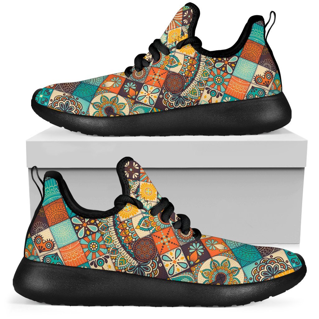 Vintage Mandala Bohemian Pattern Print Mesh Knit Shoes GearFrost