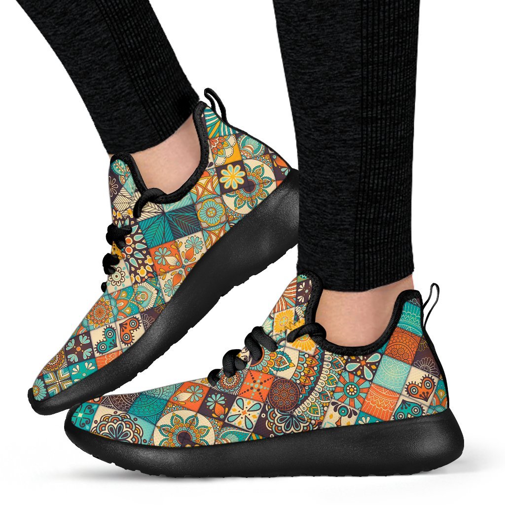 Vintage Mandala Bohemian Pattern Print Mesh Knit Shoes GearFrost