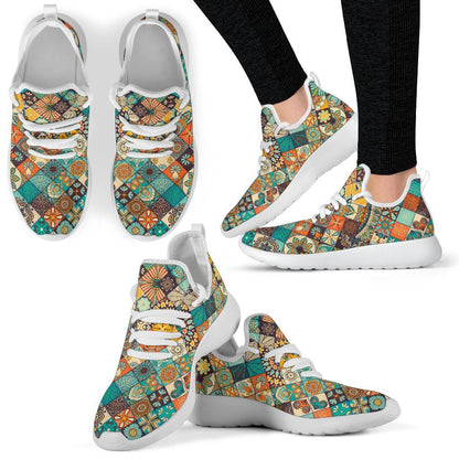 Vintage Mandala Bohemian Pattern Print Mesh Knit Shoes GearFrost