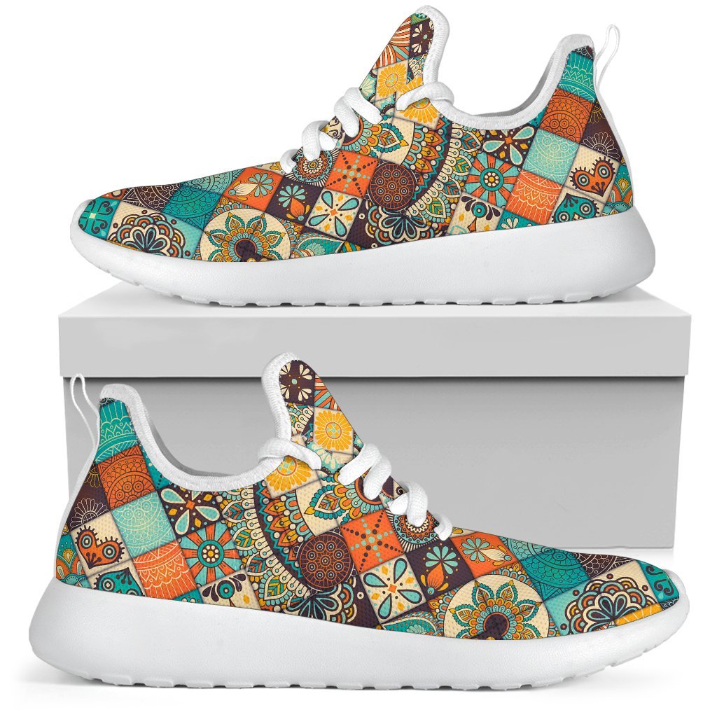 Vintage Mandala Bohemian Pattern Print Mesh Knit Shoes GearFrost