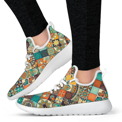 Vintage Mandala Bohemian Pattern Print Mesh Knit Shoes GearFrost