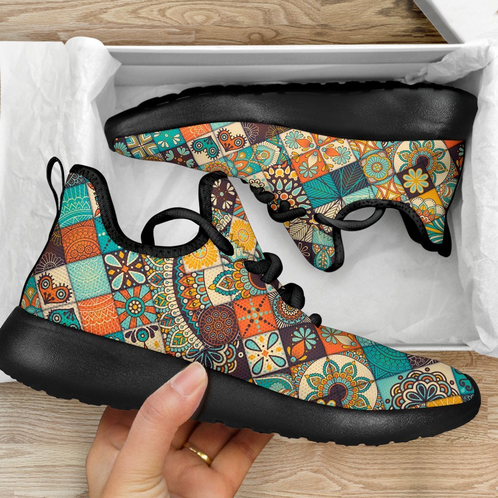 Vintage Mandala Bohemian Pattern Print Mesh Knit Shoes GearFrost