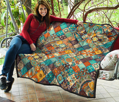 Vintage Mandala Bohemian Pattern Print Quilt